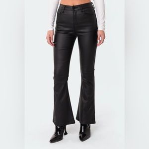 PETITE LUNA FAUX LEATHER FLARE JEANS